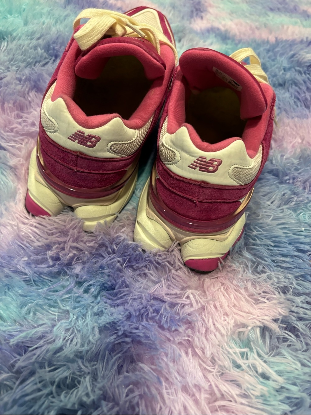 New Balance 9060 Hot Pink and White Running Sneakers - Picture 2 of 5